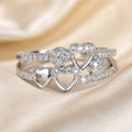 טבעות לב בזהב לבן עם זירקוניה קובית