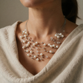 שרשרת רב-שכבתית מפנינים בצבע פנינה זוהר